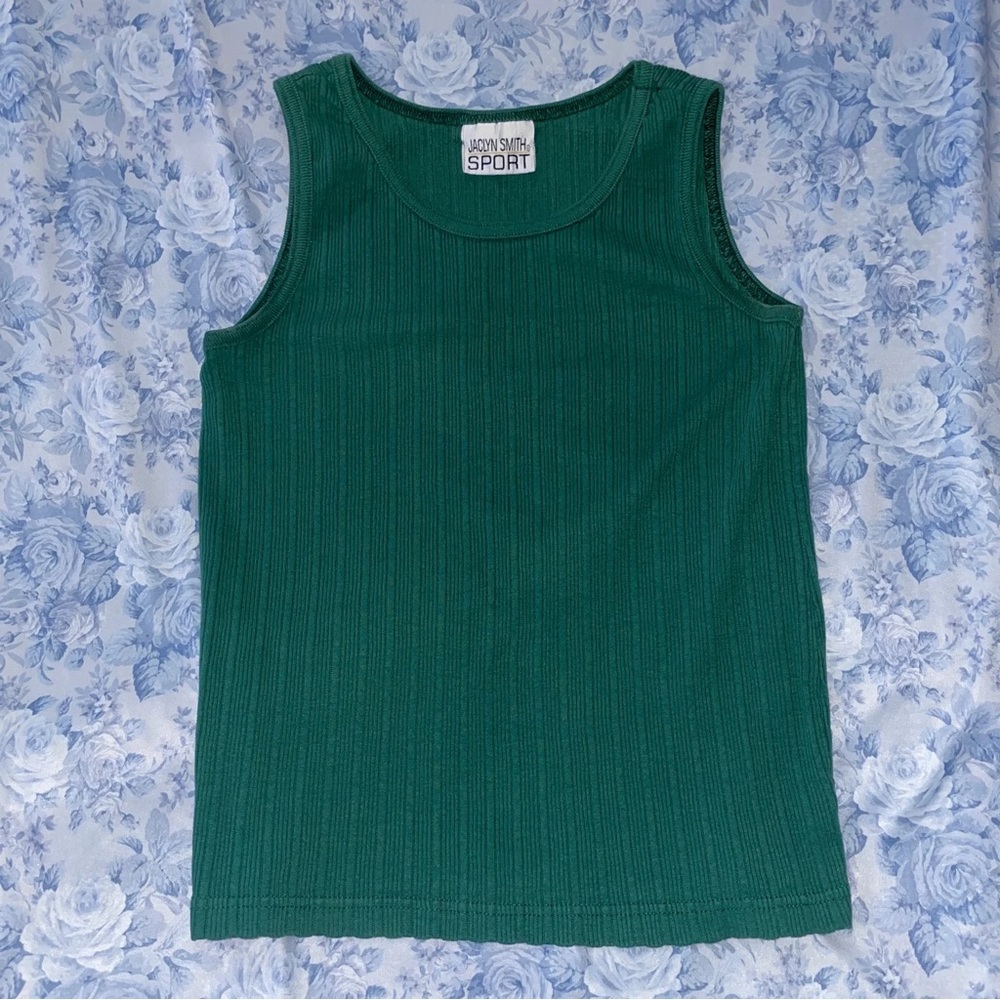 Vintage Ribbed Forest Green Tank Top Slytherin Aesthetic Punk Dark Academia Med